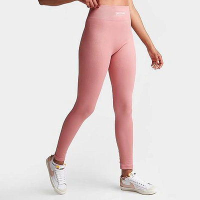 Supply And Demand Pink Soda Sport Women's Tone Rib Seamless Tights In Ash Rose 