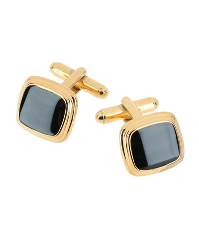 Trafalgar Men's Sutton Black Lacquer Cushion Cufflinks In Gold