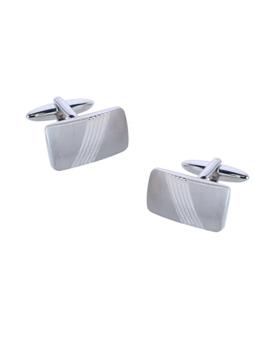 Trafalgar Men's Diagonal Detailed Rhodium Cufflinks In Silver