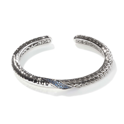 John Hardy Twisted Pavé Kick Cuff Bracelet, 6mm In Blue Sapphire