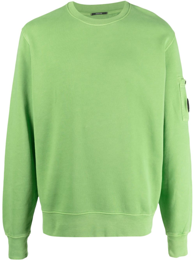 C.p. Company Lens-detail Jersey-fleece Jumper In Green