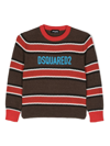 Dsquared2 Logo-print Striped Jumper In Brown