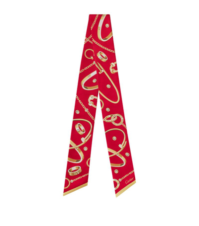 Cartier Womens Red Precious Mundanity Graphic-print Bandeau Silk Scarf 105cm X 6cm