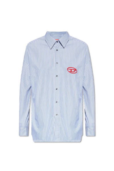 Diesel Logo Embroidered Striped Shirt In Multi