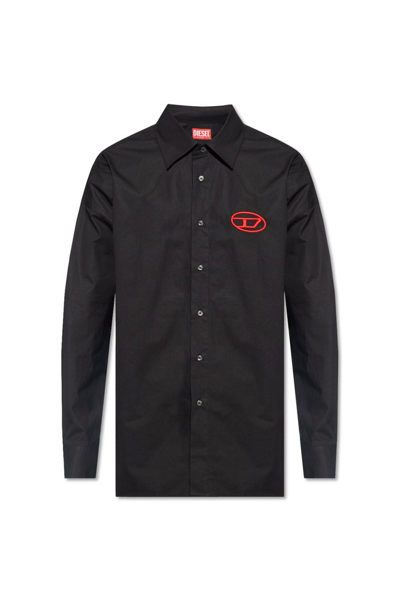 Diesel Logo Embroidered Buttoned Shirt In Black