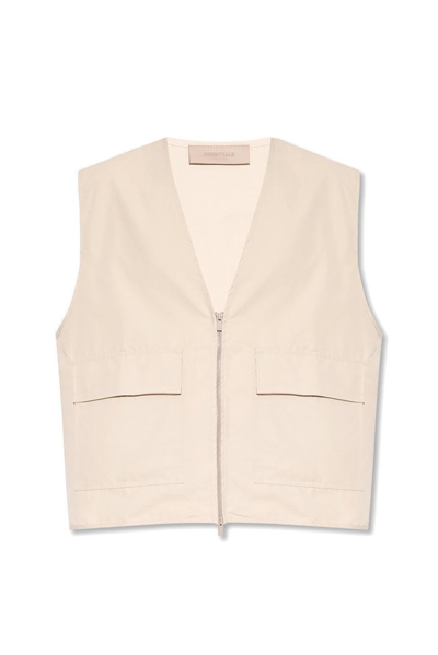 Essentials Fear Of God  Logo Patch Vest In Wheat