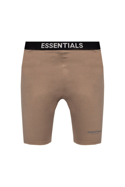 Essentials Fear Of God  Logo Waist Shorts In Brown