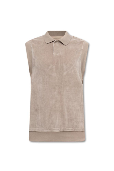 Essentials Fear Of God  Logo Patch Velour Tank Top In Desert_taupe