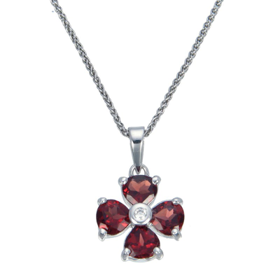 Vir Jewels 1.40 Cttw Pendant Necklace, Garnet Pendant Necklace For Women In .925 Sterling Silver With Rhodium, In Grey