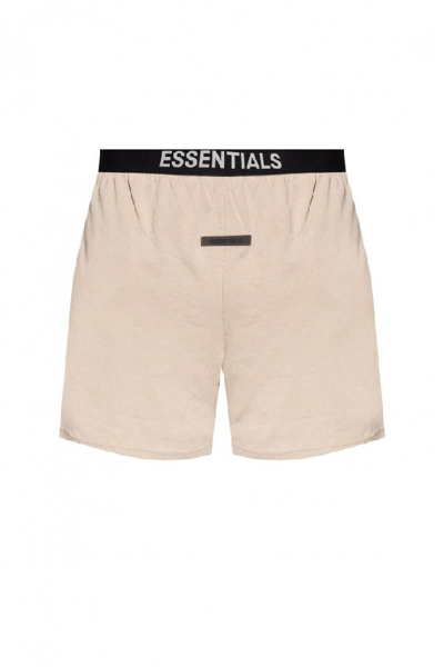 Essentials Fear Of God  Logo Patch Shorts In Tan