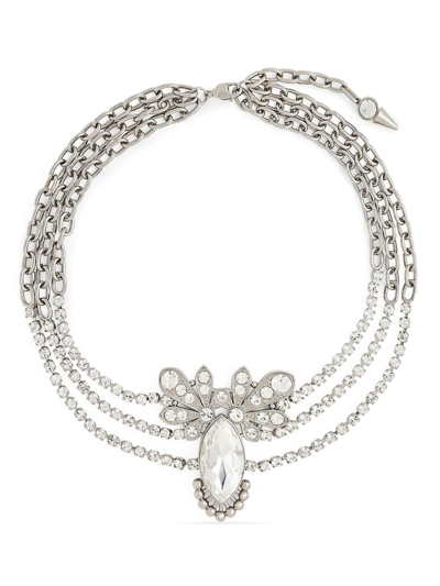 Rabanne Glass Crystal-embellished Pendant Choker In Silver