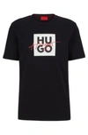 Hugo Cotton-jersey T-shirt With Stacked And Handwritten Logos In Black
