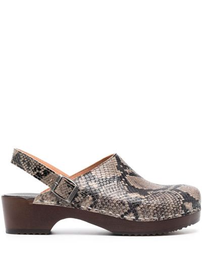 Filippa K X Swedish Hasbeens 49mm Leather Mules In Printed_no
