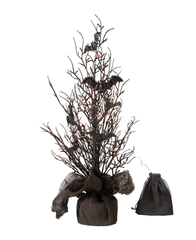 Glitzhome 20" Halloween Lighted Bats Table Top Tree In Black