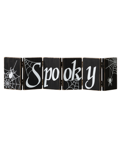 Glitzhome 20" L Halloween Wooden Hinged Table Sign In Black