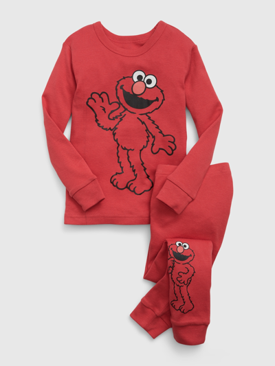 Gap Kids' Baby Organic Cotton Sesame Street Pj Set In Weathered Red