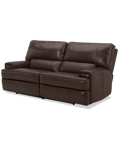 Furniture Binardo 86" 2 Pc Zero Gravity Leather Sectional With 2 Power Recliners, Created For Macy's In Walnut