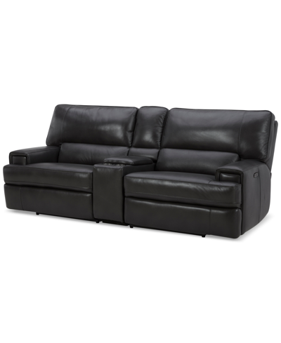 Furniture Binardo 99" 3 Pc Zero Gravity Leather Sectional With 2 Recliners And 1 Console, Created For Macy's In Charcoal