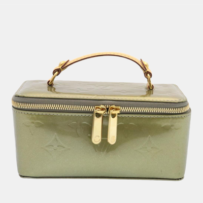 Pre-owned Louis Vuitton Green Vernis Leather Jewel Case Top Handle Bag