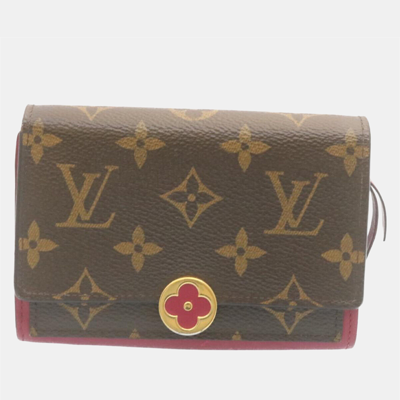 Pre-owned Louis Vuitton Brown/red Canvas Portefeuille Compact Wallet