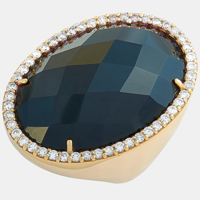 Pre-owned Roberto Coin Cocktail 18k Rose Gold Diamond And Onyx Ring
