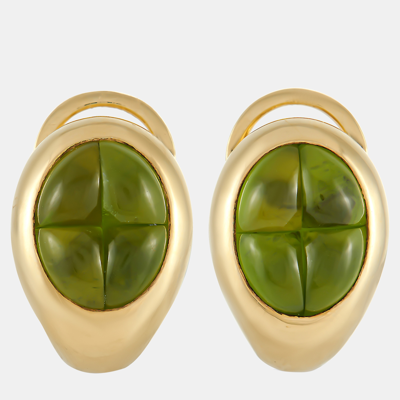 Pre-owned Pomellato 18k Yellow Gold Peridot Clipon Earrings