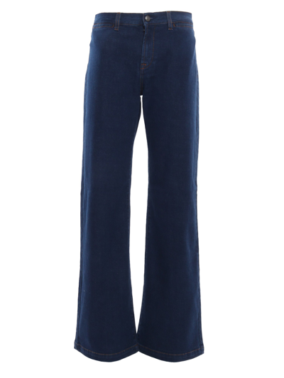 Fay Pant. Denim Flare Stretch In Blue