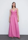 Mango Cotton Dress With Side Ties Pink In Pink