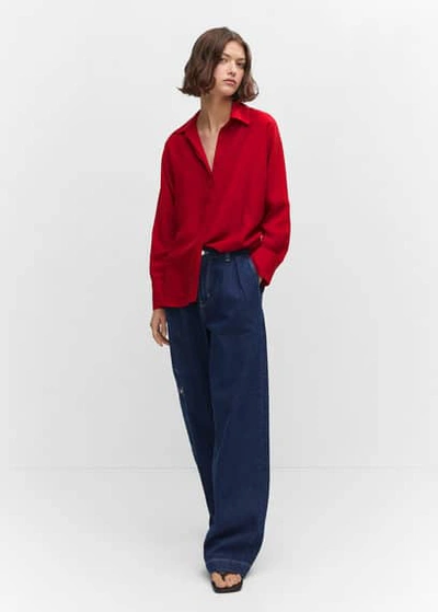 Mango Lyocell Fluid Shirt Red
