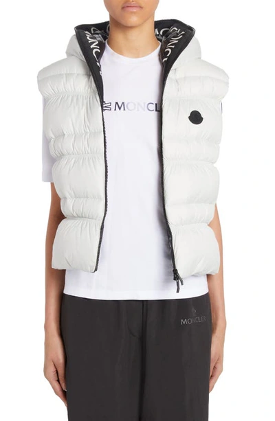 Moncler Weser Hooded Down Puffer Vest In Ice