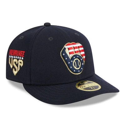 New Era Navy Milwaukee Brewers 2023 Fourth Of July Low Profile 59fifty Fitted Hat