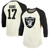 MAJESTIC MAJESTIC THREADS DAVANTE ADAMS CREAM/BLACK LAS VEGAS RAIDERS VINTAGE PLAYER NAME & NUMBER 3/4-SLEEVE