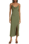Veronica Beard Chapel Floral Buttoned Maxi Slip Dress In Bright Army