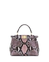 FENDI PEEKABOO MINI PYTHON SATCHEL BAG, STONE PINK,PROD117860023