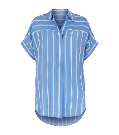 Whistles Ellen Striped Short-sleeve Shirt In Blue/multi