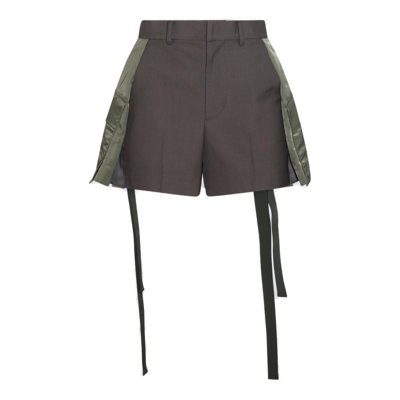 Sacai High-waisted Short Shorts In Green