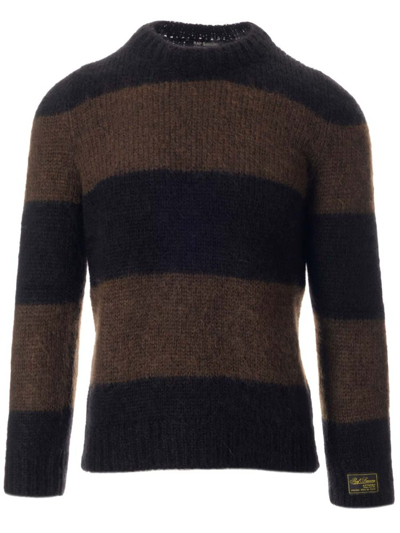 Raf Simons Black And Brown Striped Knitted Sweater