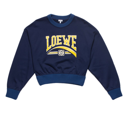 Loewe Logo-print Cotton-blend Jersey Sweatshirt In Navy