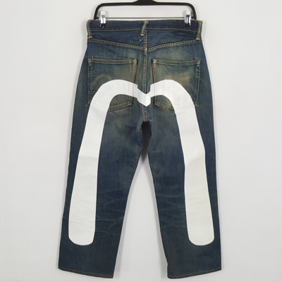 Pre-owned Evisu X Vintage Evisu Skateboard Custom Logo Jeans In Blue Jean