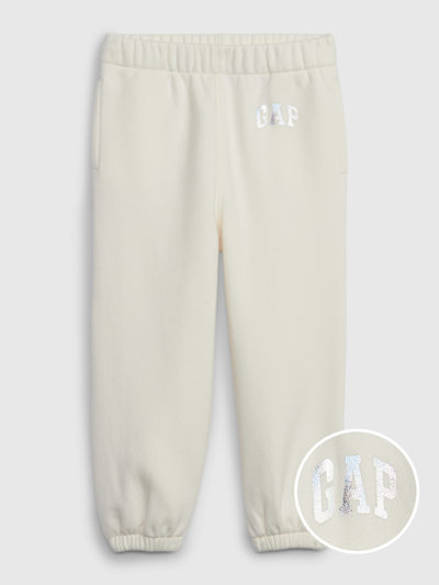 Gap Babies' Toddler Metallic  Arch Logo Joggers In Ivory Frost Beige