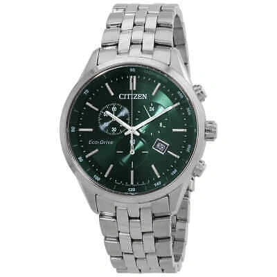 Pre-owned Citizen Eco-drive Chronograph Green Dial Men's Watch At2149-85x