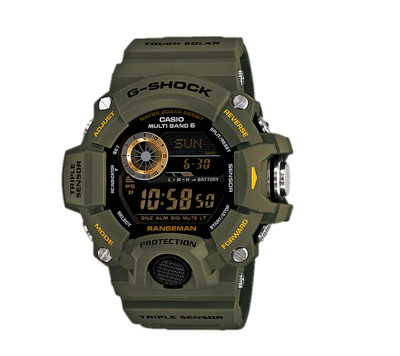 Pre-owned Casio G-shock Master Of G-land 9400 Series Triple Sensor Green Watch Gw9400-3
