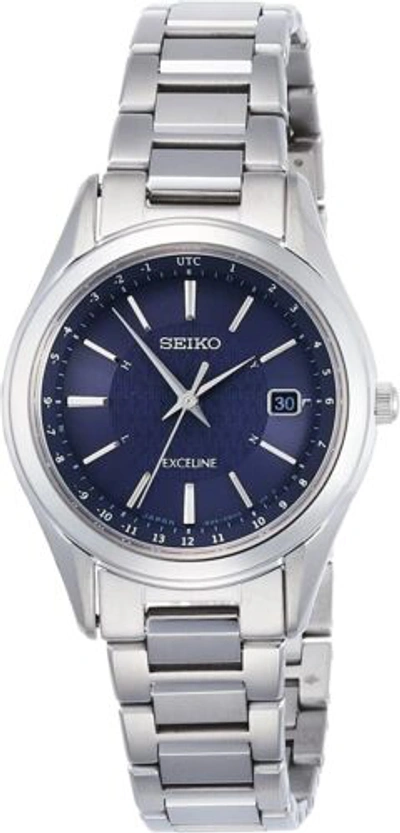 Pre-owned Seiko Swcw117 Dolce & Exeline Pair Titanium Navy Solar Watch Women Box