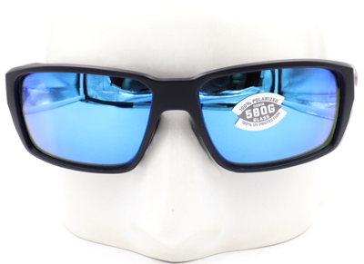 Pre-owned Costa Del Mar Fantail Pro Matte Black Blue 580g Sunglasses 06s9079 90790160