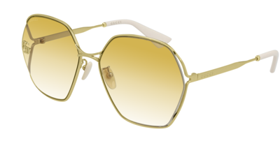 Pre-owned Gucci Gg 0818sa 004 Gold/yellow Gradient Oversized Square Sunglasses