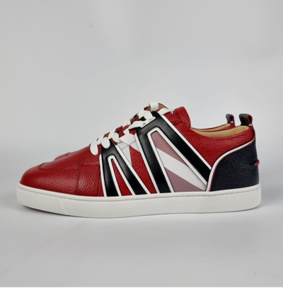 Pre-owned Christian Louboutin Vida Viva Red And Black Sneakers In White