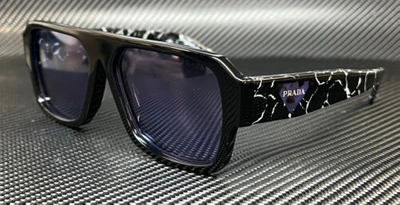 Pre-owned Prada Pr 22ysf 1ab05q Black Violet Men's 58 Mm Sunglasses In Silver