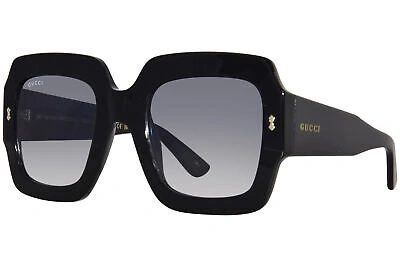 Pre-owned Gucci Gg1111s 001 Sunglasses Women's Black/light Blue Gradient Square Shape In Gray