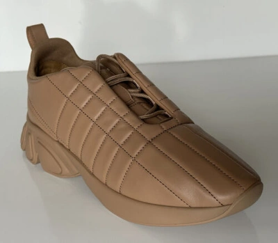 Pre-owned Burberry $850  Quilted Dark Biscuit Leather Sneakers 10 Us (43 Eu) 8060225 It