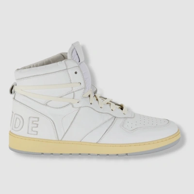 Pre-owned Rhude $670  Men's White Rhecess Tricolor Leather High-top Sneaker Shoes Size Us 9
